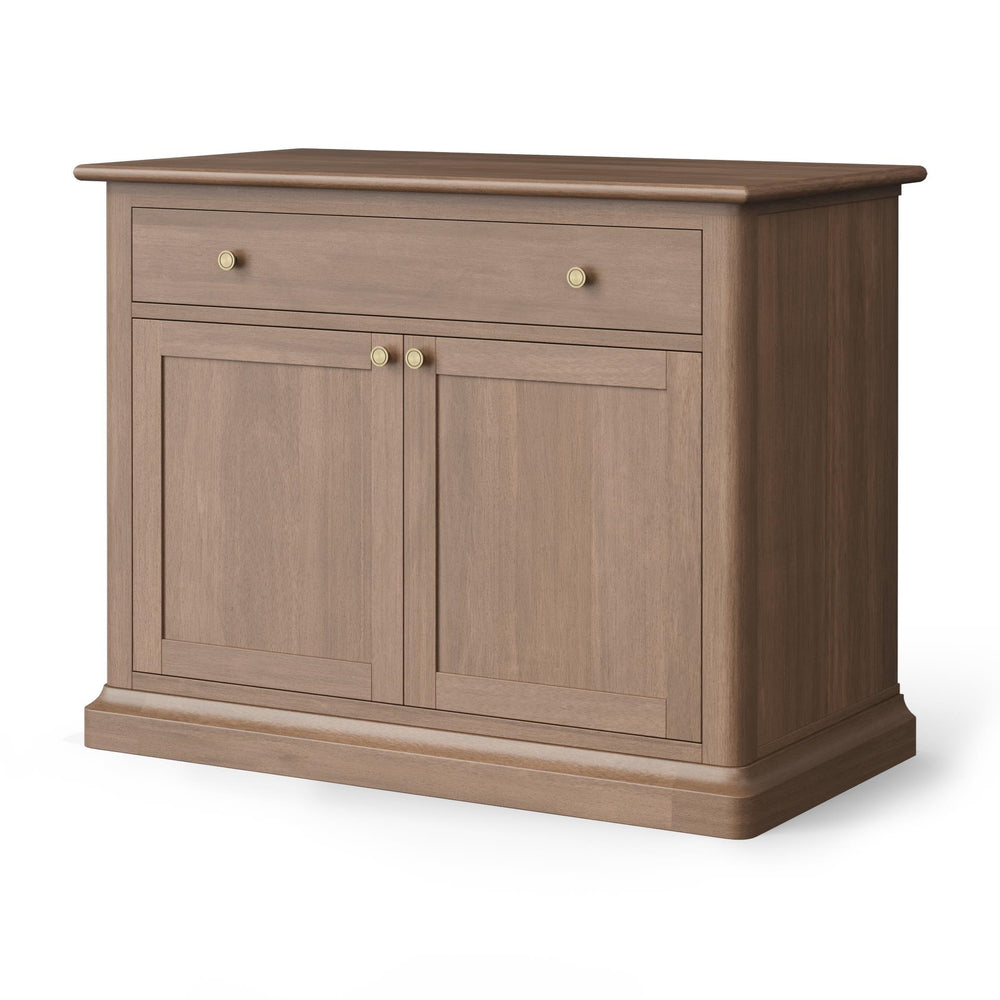 Braxton Dark Brown Solid Wood w/ Antique Knobs Accent Cabinet 1 Drawer 2 Doors