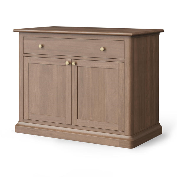 Braxton Dark Brown Solid Wood w/ Antique Knobs Accent Cabinet 1 Drawer 2 Doors