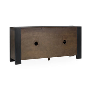 Deaven Solid Wood 4-Door Buffet - Toasted Brown