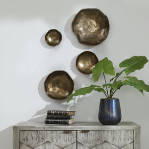 Lucky Coins Brass Wall Bowls, S/4