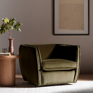 Rashi Swivel Chair In Surrey Olive