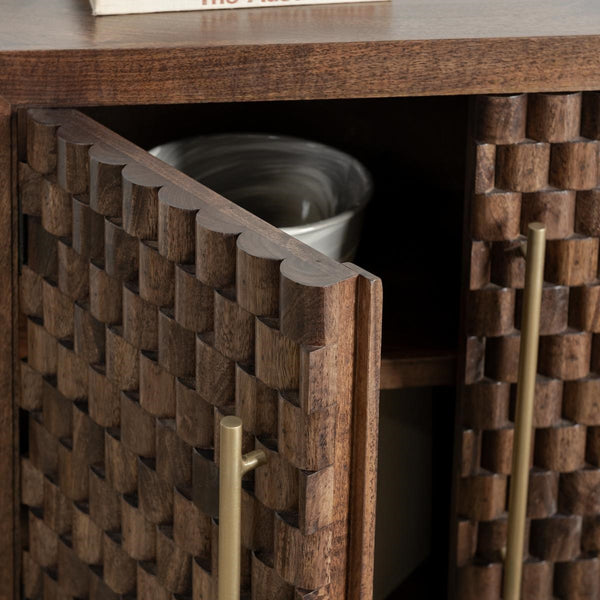 Norwood Solid Wood Cabinet with Brass Details