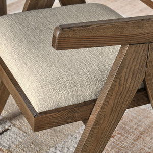 Dolton Upholstered Dining Armchair - Solid Wood Frame