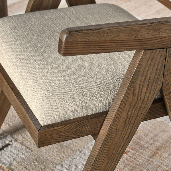 Dolton Upholstered Dining Armchair - Solid Wood Frame
