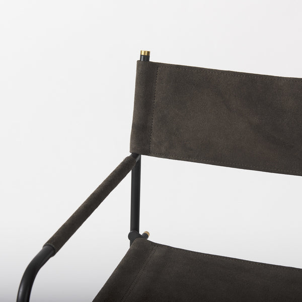 Direttore 19.3L x 19.3W x 40.2H Brown/Gray Suede W/ Metal Frame Counter Stool