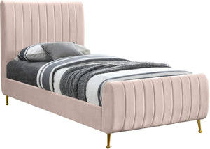 Marcos Twin Bed In Pink Velvet