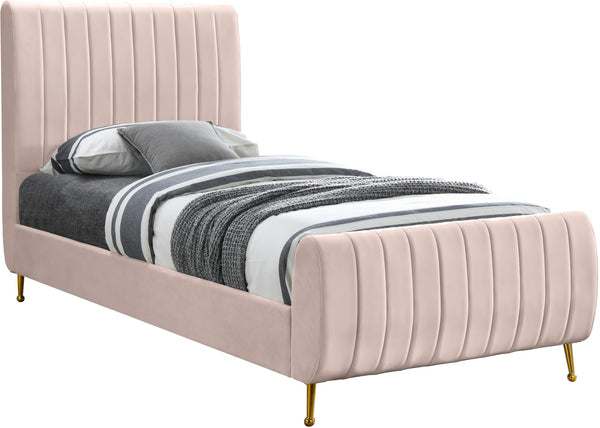 Marcos Twin Bed In Pink Velvet