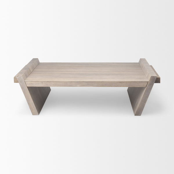 Elaine 59x36 Brown Solid Wood Top & Base Coffee Table
