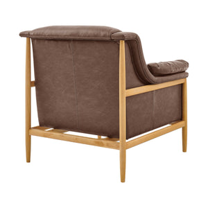 Larry Faux Leather Tufted Accent Arm Chair, Casa Brown