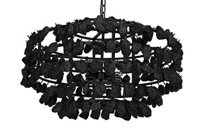 Vulcan Chandelier, Black Steel with Black Glass