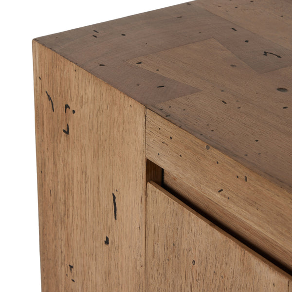 Abaso Media Console In Rustic Wormwood
