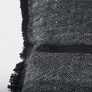 Malia 20L x 20W Black and Teal Fabric Fringed Pillow Cover
