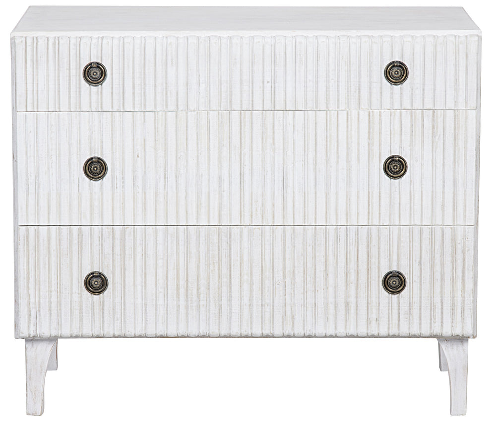 Daryl Mahogany and Veneer Dresser with Brass Pulls in White Wash Finish