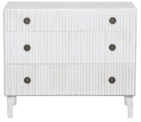 Daryl Mahogany and Veneer Dresser with Brass Pulls in White Wash Finish