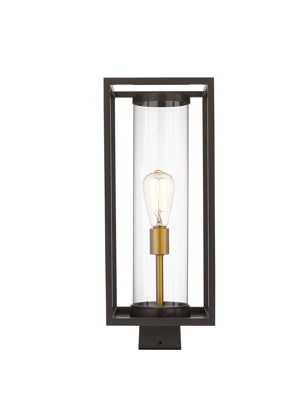 Dunbroch 1 Light Outdoor Post Mount Fixture in Deep Bronze + Outdoor Brass Finish