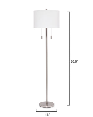 Lincoln 2-Light Metal Floor Lamp, Silver