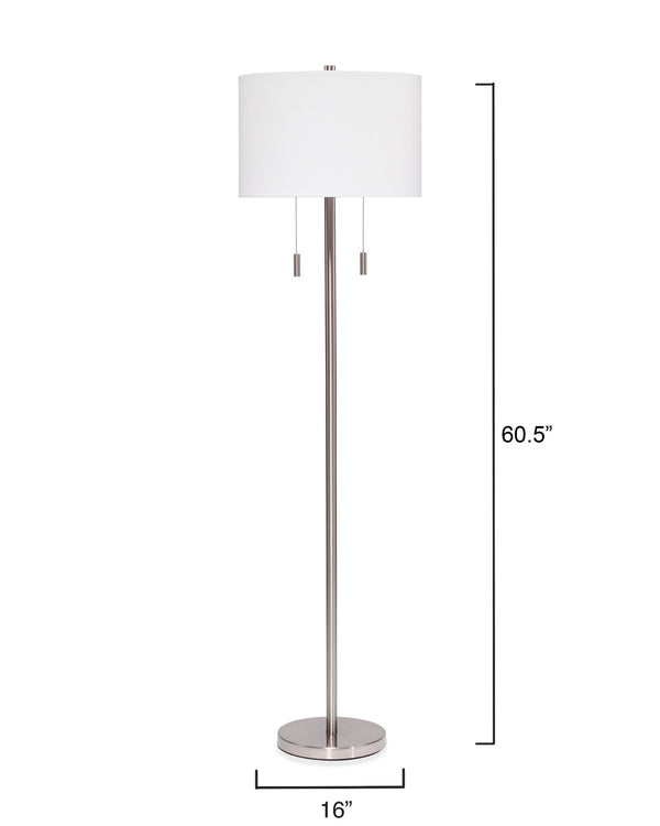 Lincoln 2-Light Metal Floor Lamp, Silver