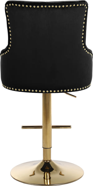 Stella Adjustable Stool In Black Velvet and Gold