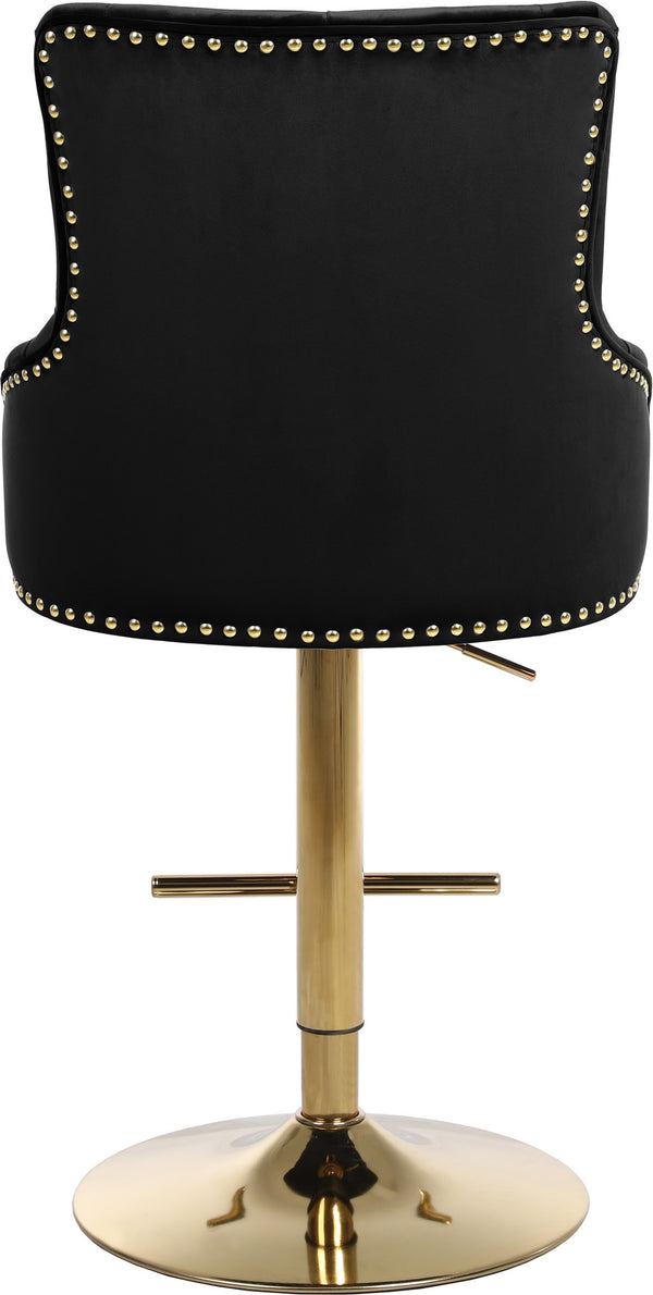 Stella Adjustable Stool In Black Velvet and Gold