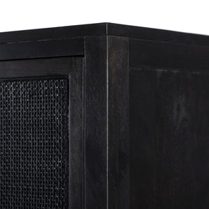 Caprice Narrow Cabinet - Black Natural Cane