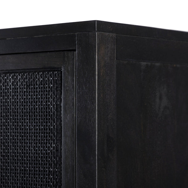 Caprice Narrow Cabinet - Black Natural Cane