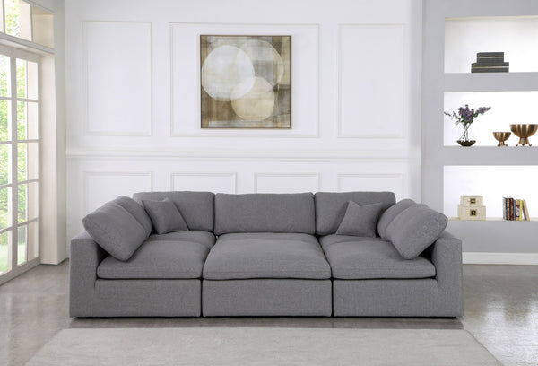 Carmen Cloud Modular Sectional In Grey Linen Fabric