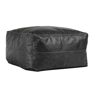 Leather Pouf - Black, Durable & Stylish