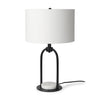 Sarah 15.0L x 10.0W x 22.2H Arched Black Metal W/Marble Cube and White Shade Table Lamp