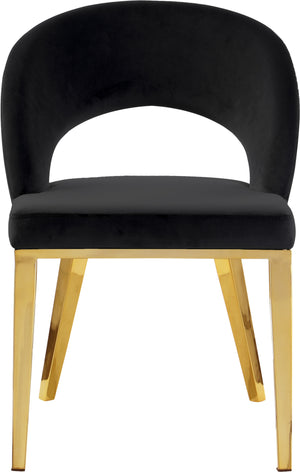 Caroline Dining Chair In Black Velvet and Gold