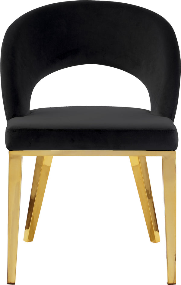 Caroline Dining Chair In Black Velvet and Gold