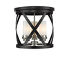 Malcalester 3 Light Flush Mount in Matte Black + Brushed Nickel Finish