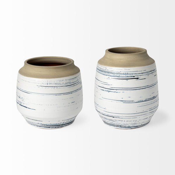 Sonnett Tall White/Blue Ceramic Vase