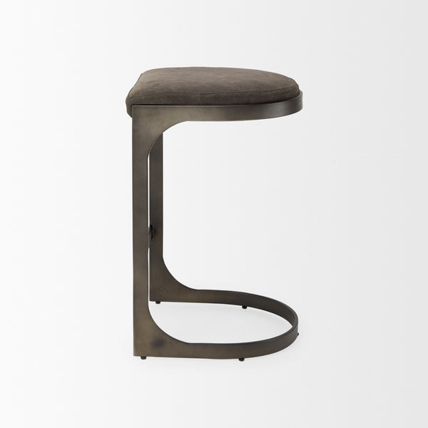 Tyson 17L x 18W x 28H Brown/Gray Suede W/ Metal Frame Counter Stool