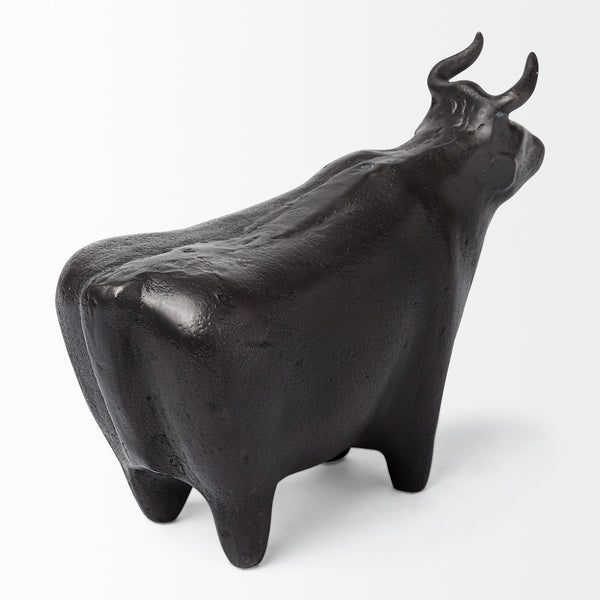 Taurus II 9L x 4W Black Cast Aluminum Bull Decorative Object