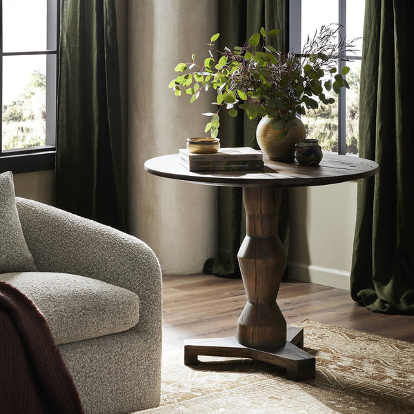 Rivi Large End Table In Antique Belgium Bleach