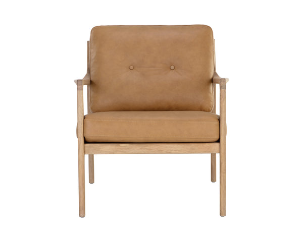 GILMORE LOUNGE CHAIR - LIGHT OAK - SAHARA CAMEL LEATHER