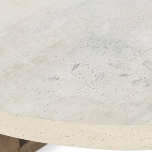 Aspen Solid Wood Round Coffee Table - Antique White/Distressed Brown