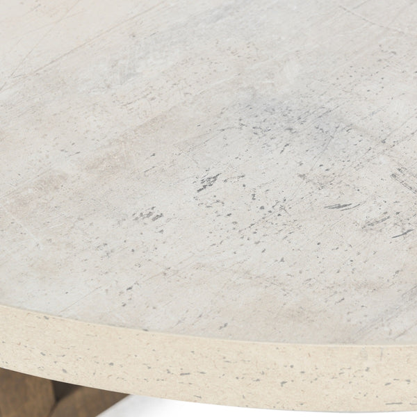 Aspen Solid Wood Round Coffee Table - Antique White/Distressed Brown