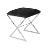 "X" STOOL, NICKEL W BLK VELVET
