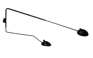 Astrom Two Armed Wall Lamp in Black w/ Brass Accent