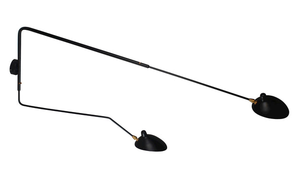 Astrom Two Armed Wall Lamp in Black w/ Brass Accent