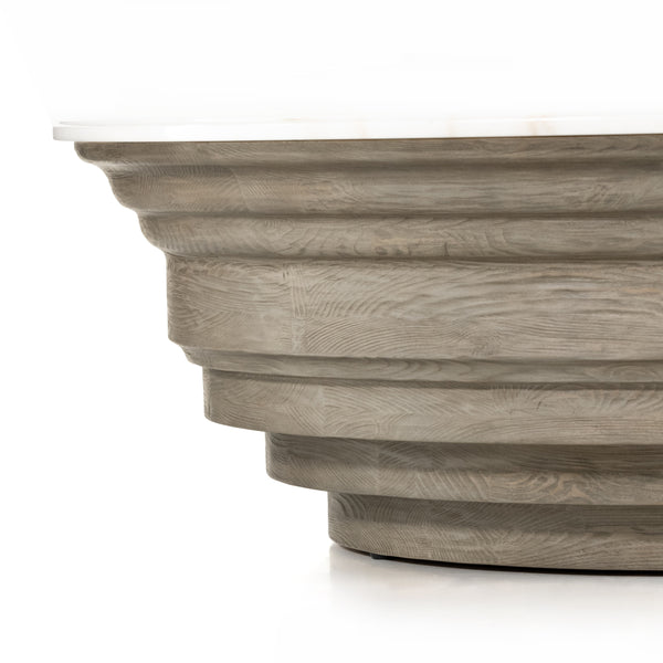 Caldwell Stone Top Coffee Table In Wht Mbl