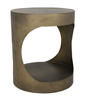 Eclipse Round Side Table, Metal with Aged Brass Finish