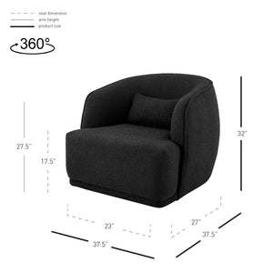 Steward Fabric Swivel Accent Chair In Boucle Black