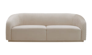 Yara Pleated Beige Velvet Sofa