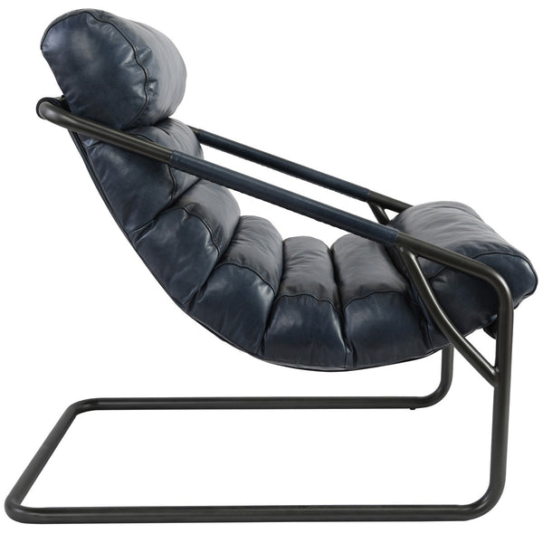 Jackson Ocean Blue Leather Accent Chair with Metal Frame