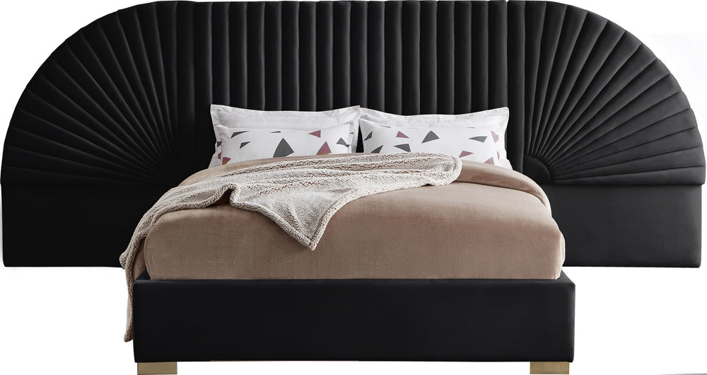 Diana Queen Bed In Black Velvet