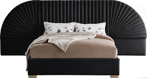 Diana Queen Bed In Black Velvet