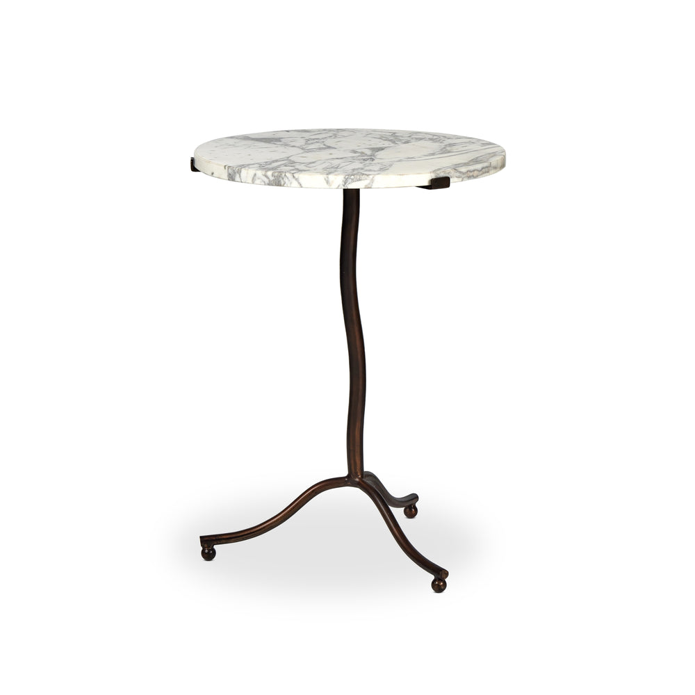 Sophie End Table in Veined White Marble
