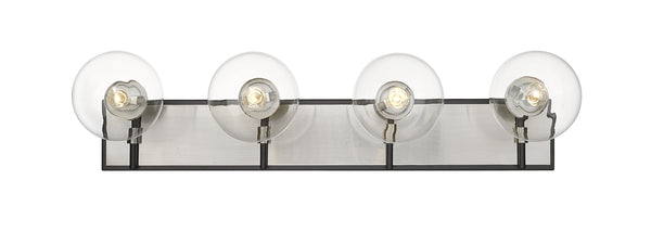 Parsons 4 Light Vanity in Matte Black + Brushed Nickel Finish
